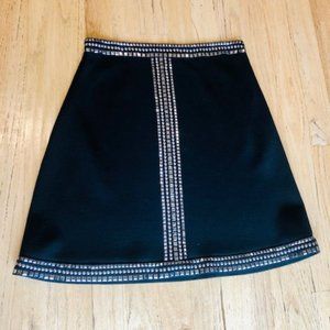 ST. JOHN BLACK WOOL SKIRT WITH SILVER DETAILING